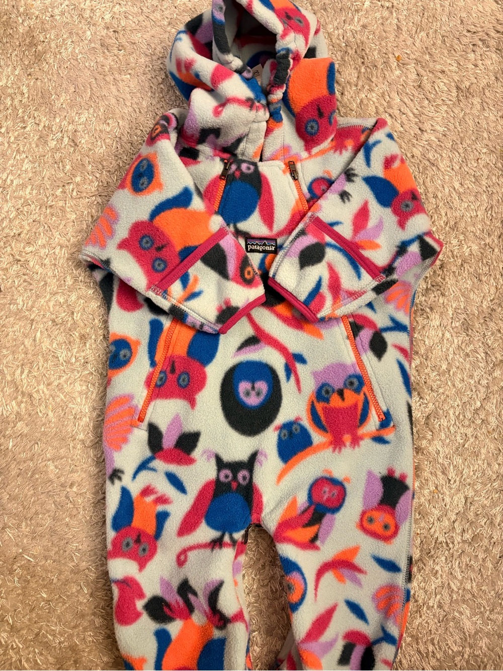 Patagonia Multicolor synchilla Baby One-Piece with Owl Motif